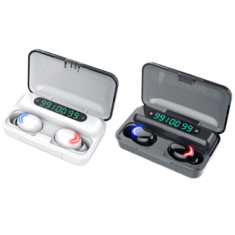 F9-5C Three-screen Digital Display Noise Reduction Bluetooth Earphone with Hand Strap, F9-5C Three Digital Display Black, F9-5C Three Digital Display White