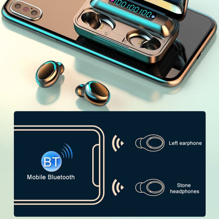 F9-5C Three-screen Digital Display Noise Reduction Bluetooth Earphone with Hand Strap, F9-5C Three Digital Display Black, F9-5C Three Digital Display White