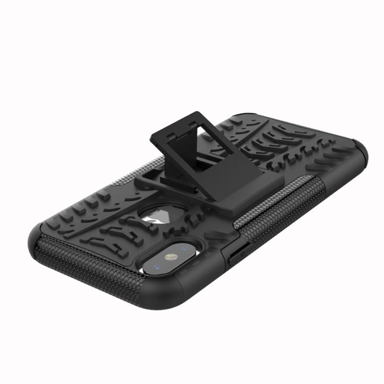 For iPhone X / XS Tire Texture TPU+PC Shockproof Case with Holder