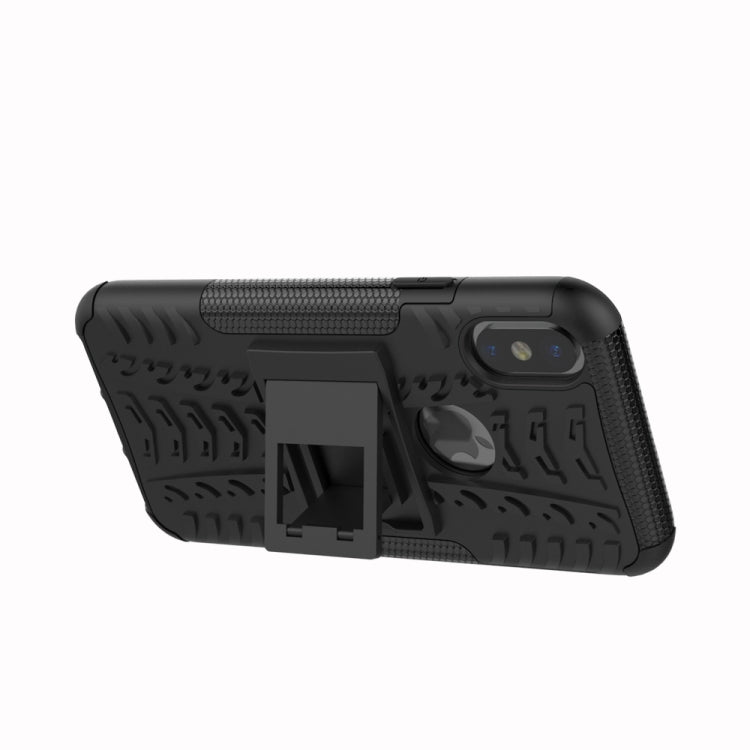 For iPhone X / XS Tire Texture TPU+PC Shockproof Case with Holder