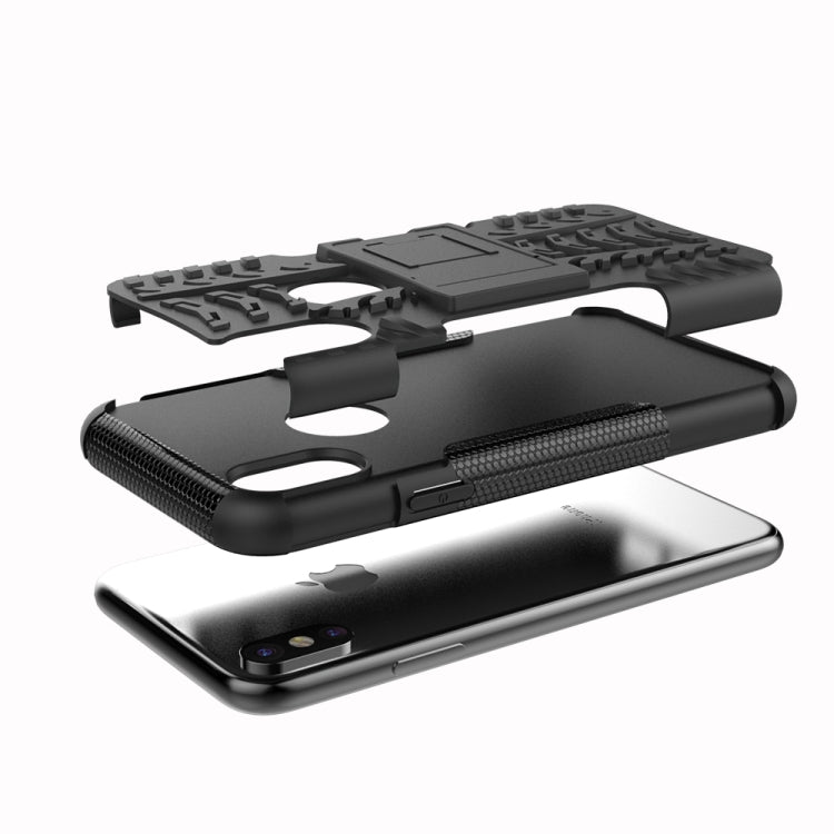 For iPhone X / XS Tire Texture TPU+PC Shockproof Case with Holder