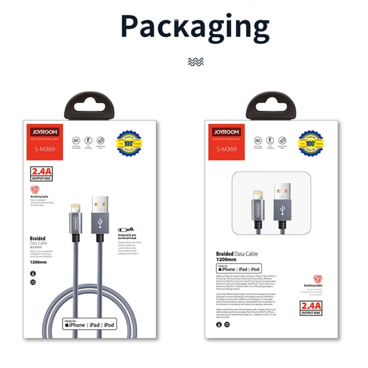 JOYROOM S-M369 Simple Series 2.4A 8 Pin Nylon Braided Data Cable, Length: 1.2m