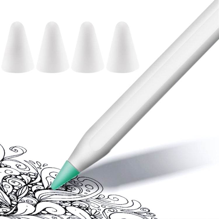 4 PCS Non-slip Mute Wear-resistant Nib Cover for Apple Pencil 1 / 2, Mint Green, Transparent, Dark Blue, White