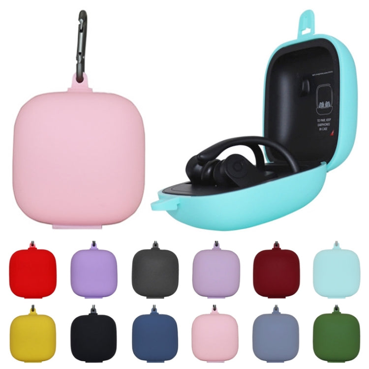 Solid Color Silicone Wireless Bluetooth Earphone Protective Case for Beats Powerbeats Pro, Mint Green, Purple, Red, Wine Red, Black, Dark Blue, Gray Blue, Grass Green, Grey, Light Purple