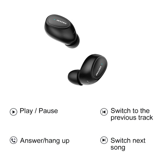 awei T6 charging case open with both earbuds docked inside