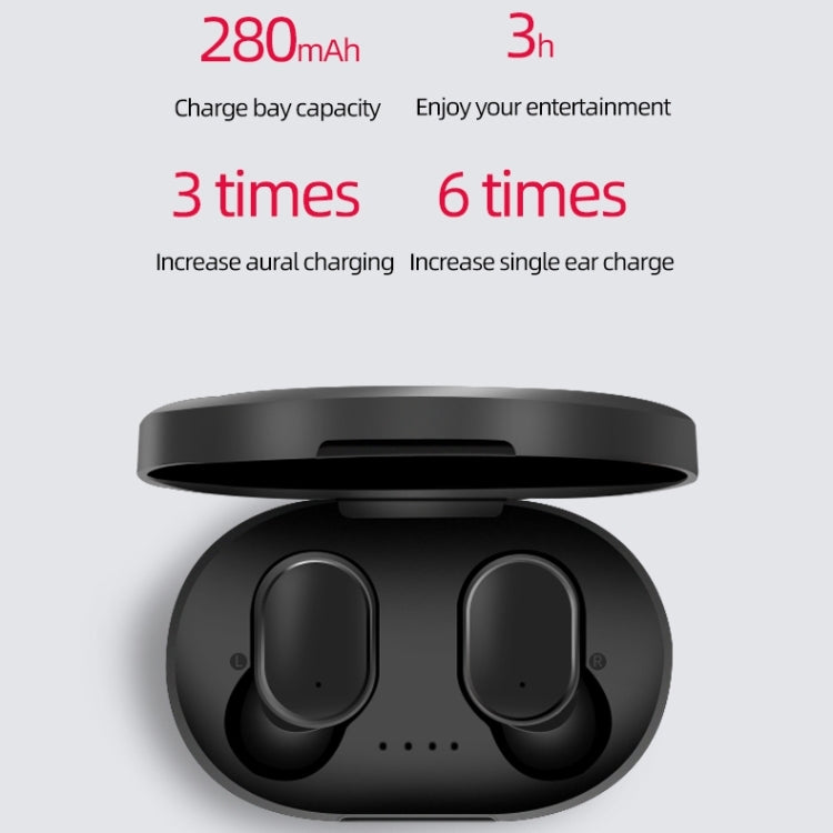 A6S IPX4 Waterproof Bluetooth 5.0 Wireless Bluetooth Earphone with Charging Box, Support for HD Calls & Siri & IOS Power Display