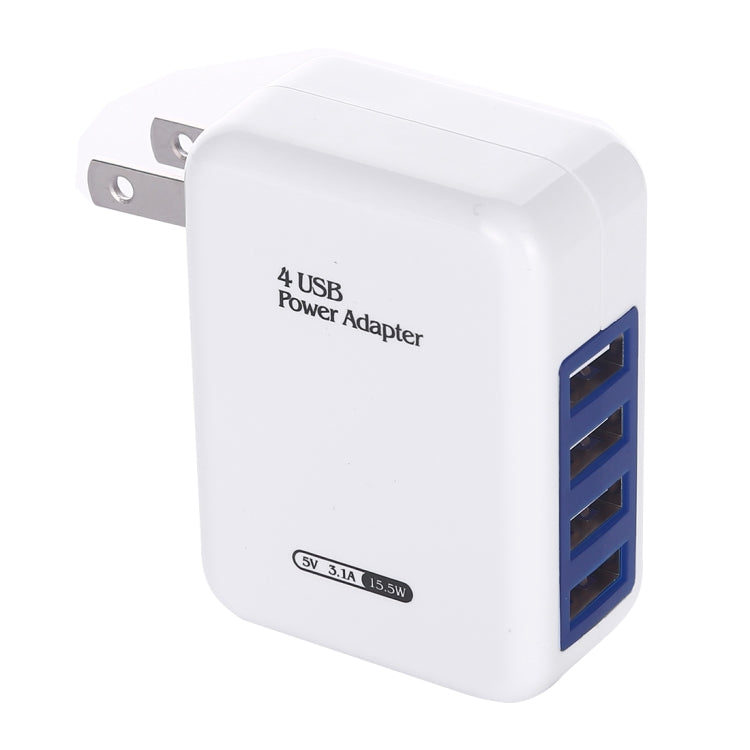 HT-CD03 15.5W 5V 3.1A 4-Port USB Wall Charger Travel Charger, US Plug, HT-CD03