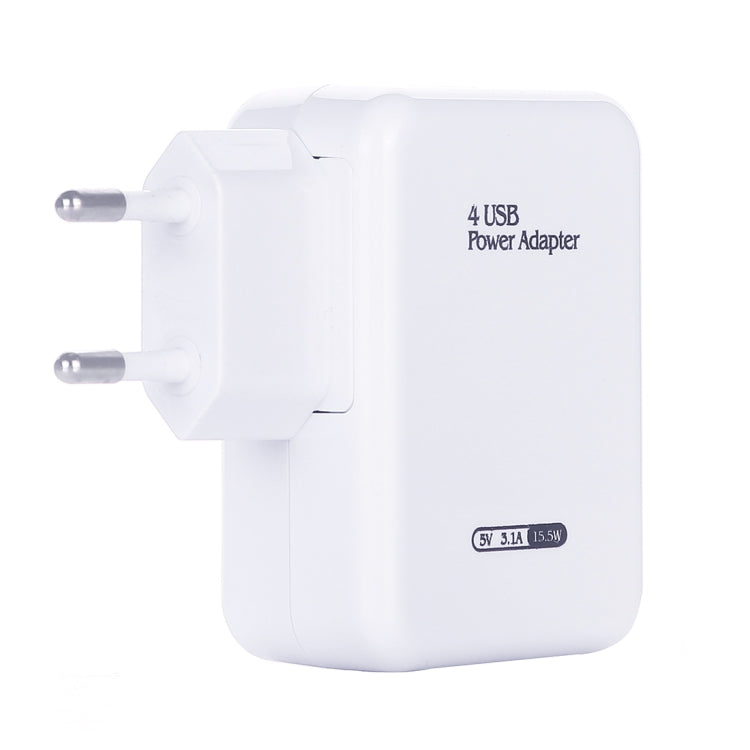 HT-CD03 15.5W 5V 3.1A 4-Port USB Wall Charger Travel Charger, EU Plug, HT-CD03