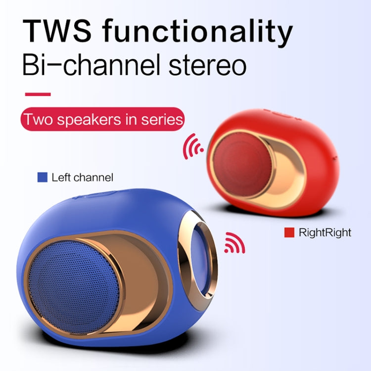 Enceinte Bluetooth sans fil X6 TWS 5 W, étanche, basse, compatible mains libres, USB, AUX et carte TF