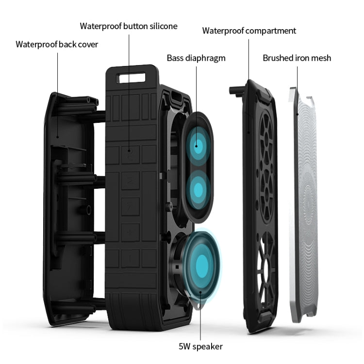 X3 5W Outdoor IPX7 Waterproof Wireless Bluetooth Speaker, Support Hands-free / USB / AUX / TF Card