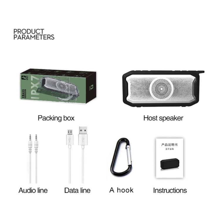 X3 5W Outdoor IPX7 Waterproof Wireless Bluetooth Speaker, Support Hands-free / USB / AUX / TF Card