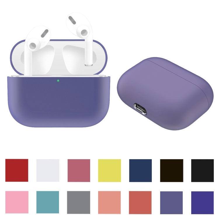 Étui de protection en silicone uni pour AirPods Pro, violet clair, violet, rouge, noir, bleu ciel, café, blanc, bleu foncé, jaune, rose, vert, gris, rose clair, rouge pastèque