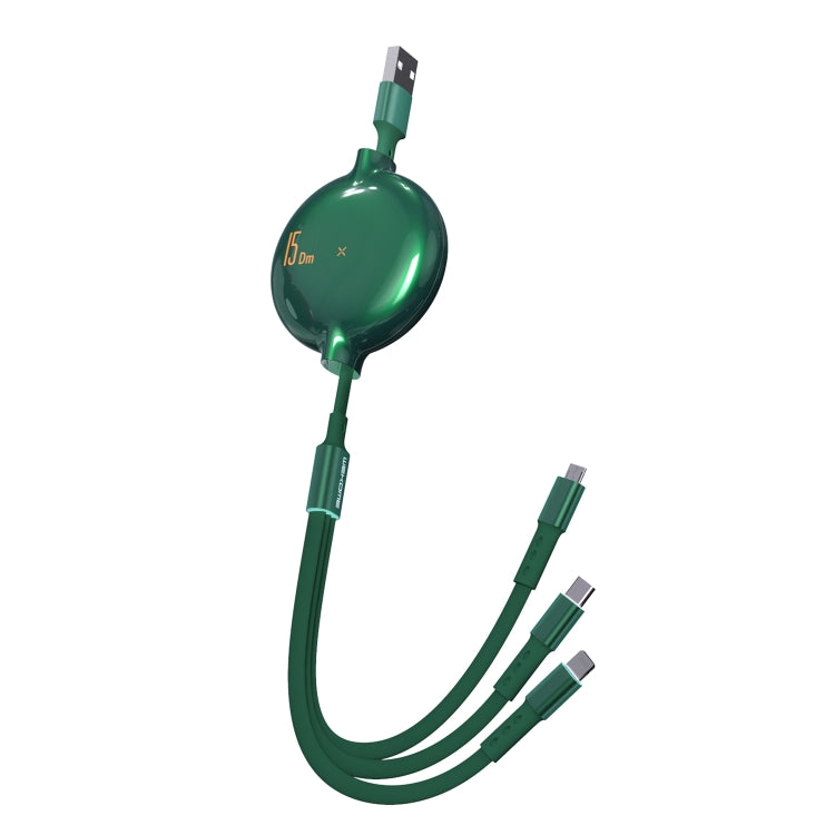 Câble de données télescopique WK WDC-124 3A 3 en 1 8 broches + Type-C / USB-C + Micro USB série Bona, longueur : 1,5 m