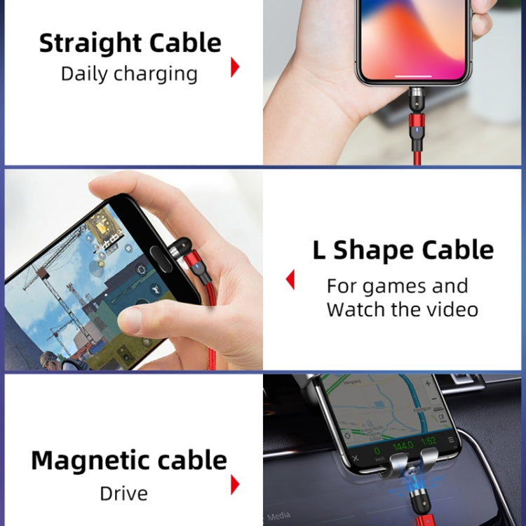Câble de charge magnétique rotatif en nylon tressé USB vers 8 broches, sortie 2 A, 1 m, 8 broches