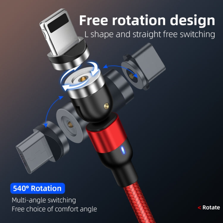 Câble de charge magnétique rotatif en nylon tressé USB vers 8 broches, sortie 2 A, 1 m, 8 broches