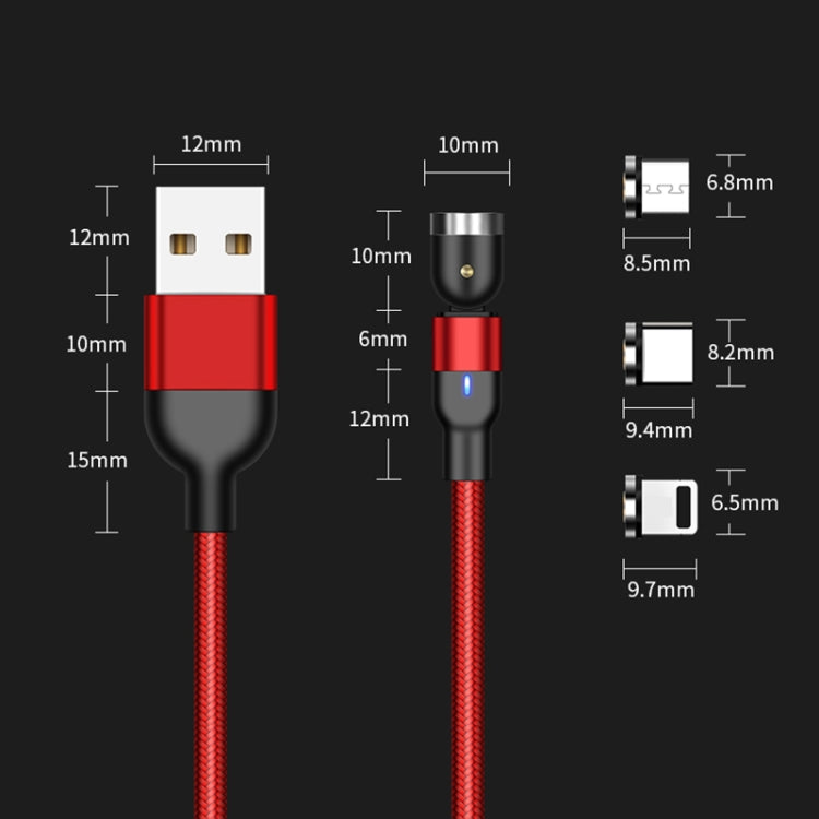 Câble de charge magnétique rotatif en nylon tressé USB vers 8 broches, sortie 2 A, 1 m, 8 broches