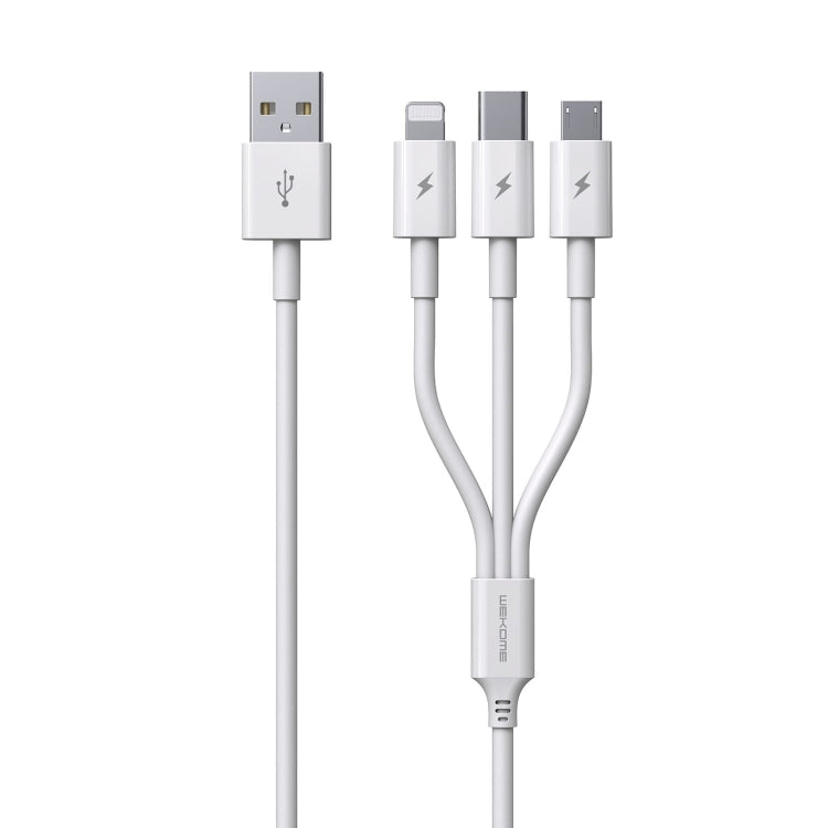 Câble de charge ultra-rapide multifonction WK WDC-111 5A 3 en 1 8 broches + Micro + Type-C / USB-C, longueur : 1,3 m