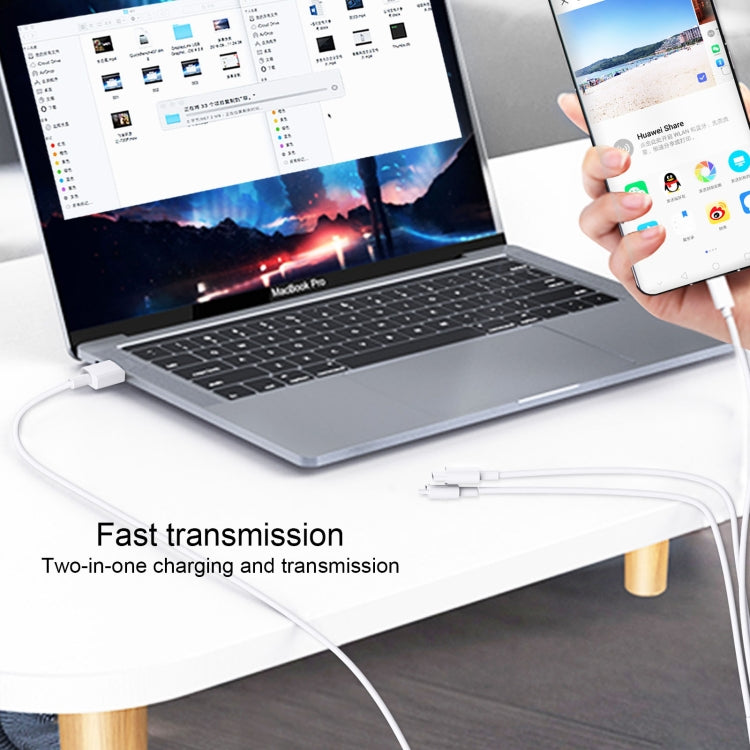 Câble de charge ultra-rapide multifonction WK WDC-111 5A 3 en 1 8 broches + Micro + Type-C / USB-C, longueur : 1,3 m