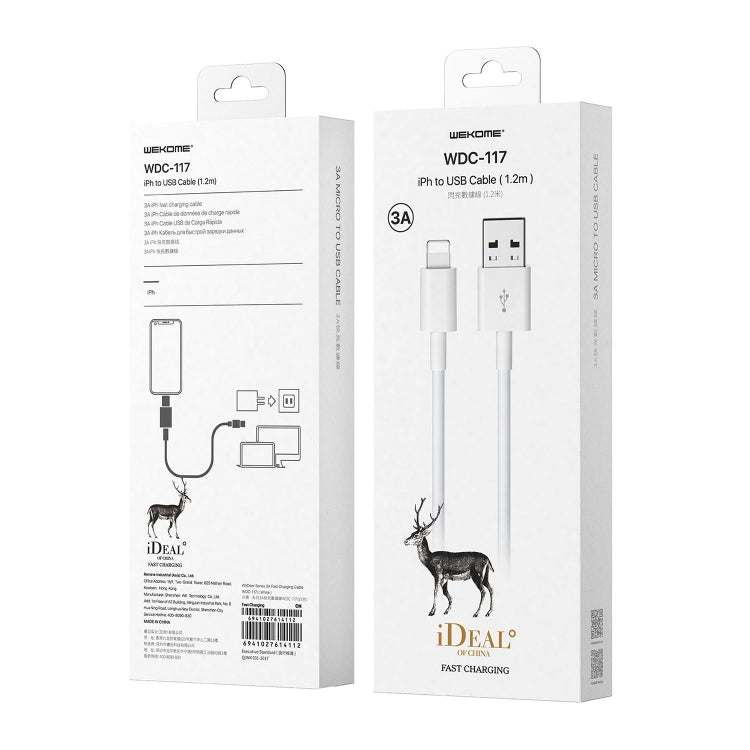 WK WDC-117 3A 8 Pin Fast Charging Charging Cable, Length: 1.2m, 8 Pin