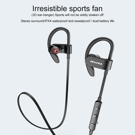 awei WT50 neck-mounted earphone showing dual earpieces and control buttons