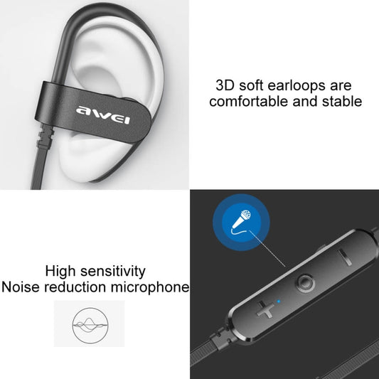 awei WT50 IPX4 waterproof Bluetooth earphone in active use during outdoor activity