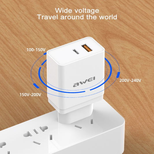 awei C-980 18W EU plug charger dimensions and compact portable design comparison