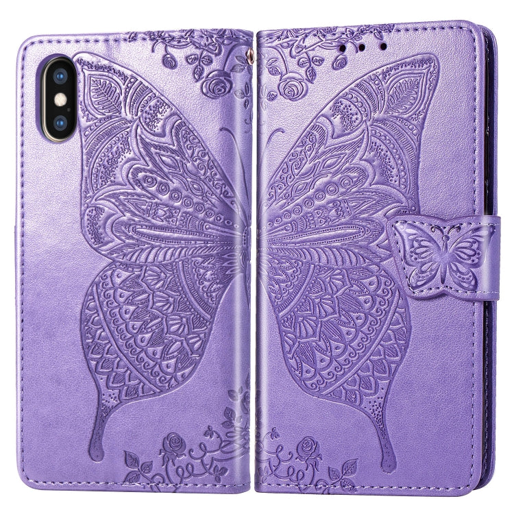 For iPhone X Butterfly Love Flowers Embossing Horizontal Flip Leather Case with Holder & Card Slots & Wallet & Lanyard, For iPhone X