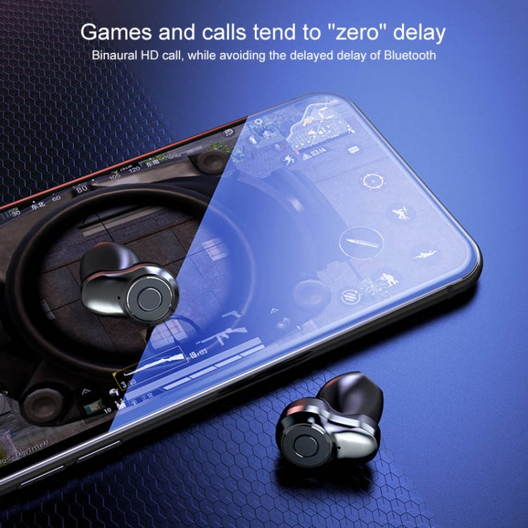 A6 TWS Bluetooth 5.0 Touch Wireless Bluetooth Earphone with Charging Box & LED Smart Digital Display, Support Voice Assistant & Memory Connection & HD Call, A6 Black