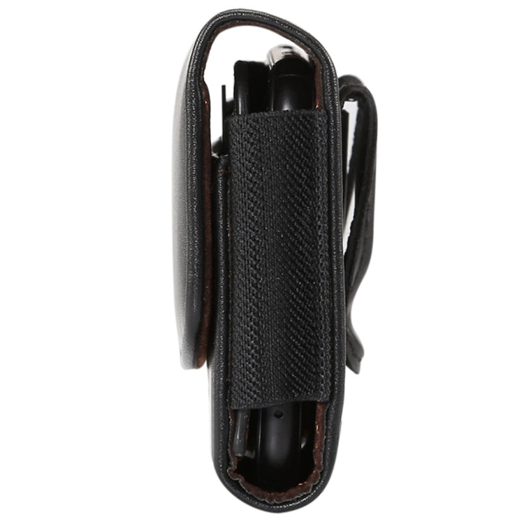 Lambskin Elastic Band Men 5.2 Inch Mobile Phone Universal Hanging Waist Leather Case with Card Slot,