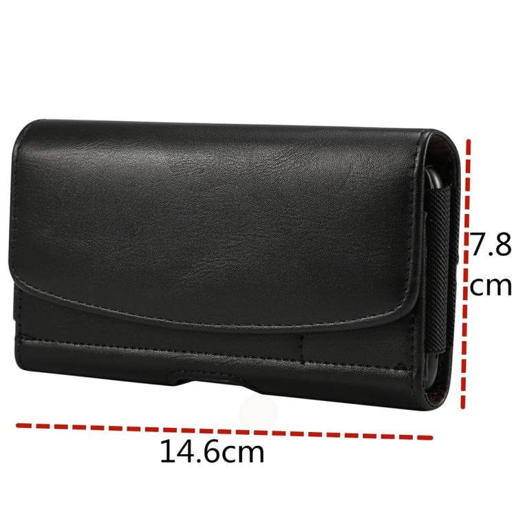 Lambskin Elastic Band Men 5.2 Inch Mobile Phone Universal Hanging Waist Leather Case with Card Slot,