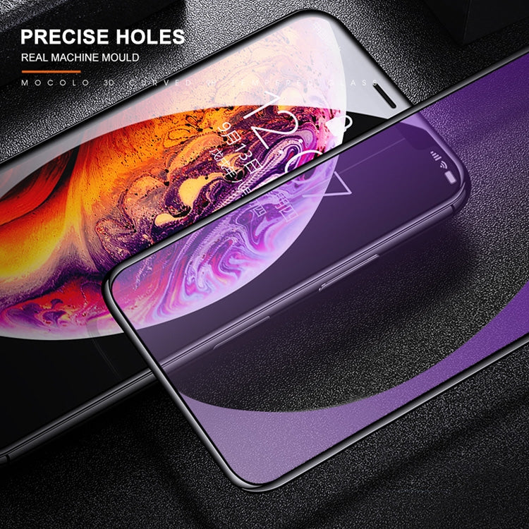 For iPhone 11 Pro / XS / X mocolo 0.33mm 9H 3D Round Edge Anti Blue-ray Tempered Glass Film, iPhone XS / X