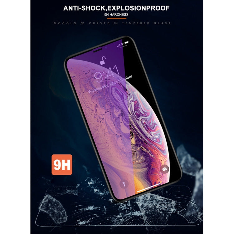 For iPhone 11 Pro / XS / X mocolo 0.33mm 9H 3D Round Edge Anti Blue-ray Tempered Glass Film, iPhone XS / X