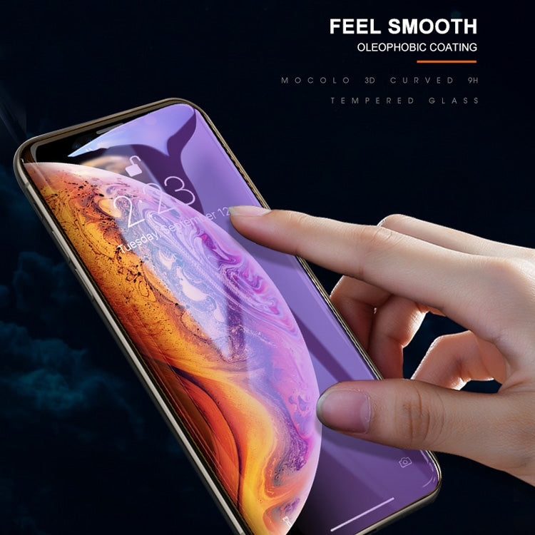For iPhone 11 Pro / XS / X mocolo 0.33mm 9H 3D Round Edge Anti Blue-ray Tempered Glass Film, iPhone XS / X