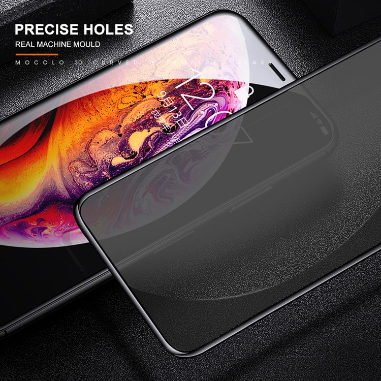 For iPhone 11 Pro / XS / X mocolo 0.33mm 9H 3D Round Edge Privacy Anti-glare Tempered Glass Film, iPhone XS / X