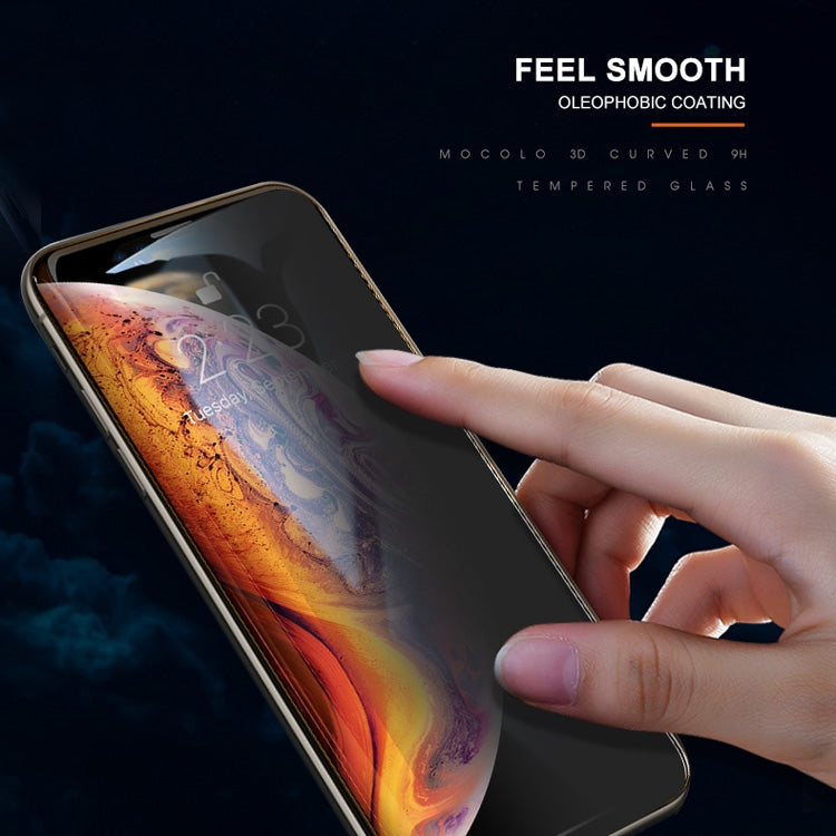 For iPhone 11 Pro / XS / X mocolo 0.33mm 9H 3D Round Edge Privacy Anti-glare Tempered Glass Film, iPhone XS / X