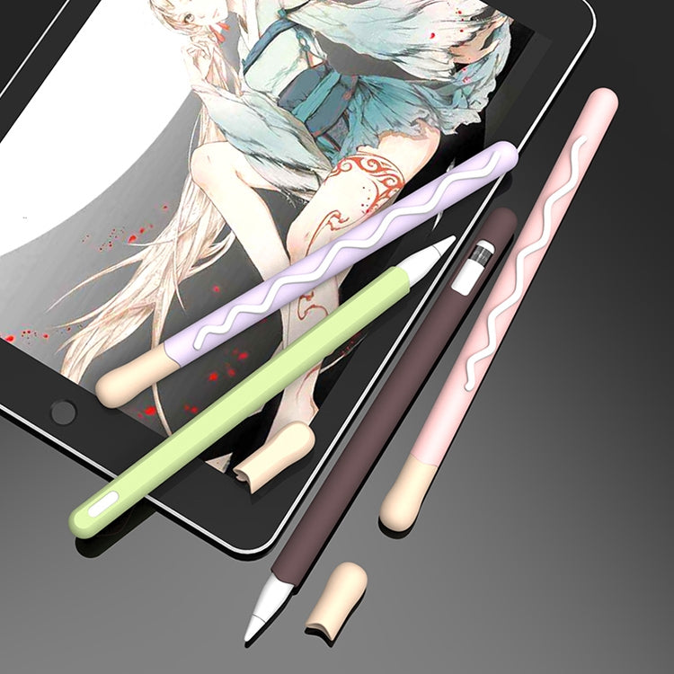 LOVE MEI For Apple Pencil 1 Stripe Design Stylus Pen Silicone Protective Case Cover, For Apple Pencil 1