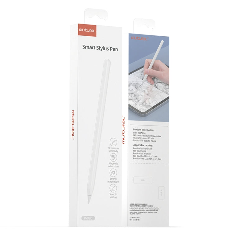 Mutural P-980 Tilt Pressure Sensor Capacitive Stylus Pen with Palm Rejection for iPad after 2018, 980