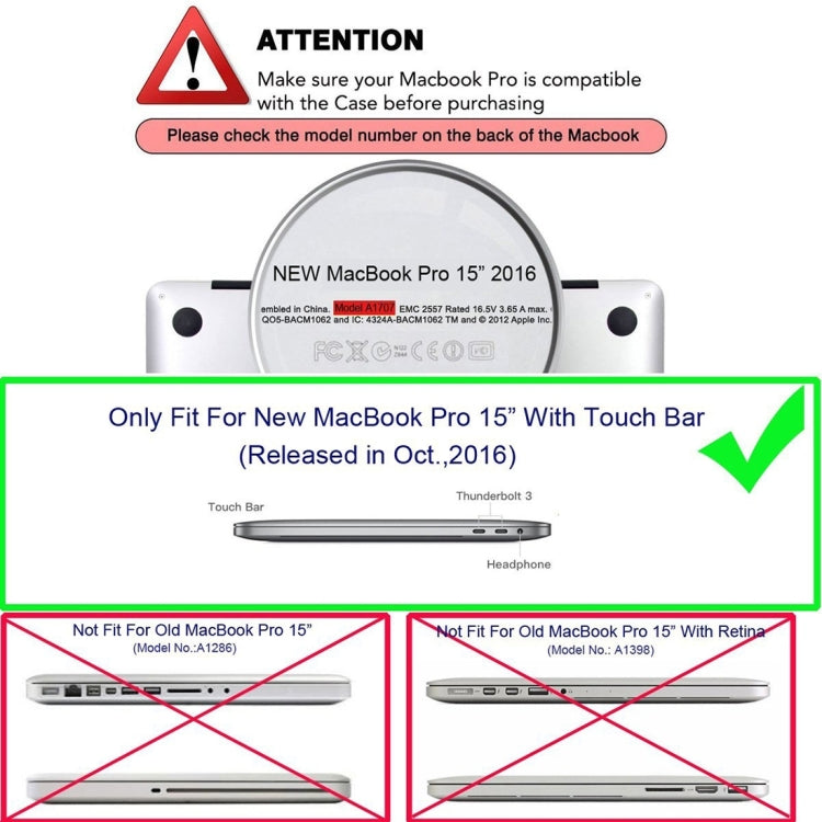 ENKAY Hat-Prince 2 in 1 Frosted Hard Shell Plastic Protective Case + US Version Ultra-thin TPU Keyboard Protector Cover for 2016 New MacBook Pro 15.4 inch with Touchbar (A1707), 15.4 inch with Touch Bar US Version, 15.4 inch with Touch Bar�������������...
