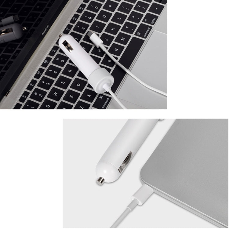 36W 5V 9V 12V 15V 3A DC USB-C / Type-C Car Adapter with 1 USB Port for Apple Macbook A1534, Length: 2m