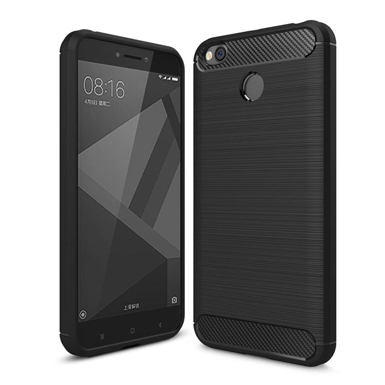 For Xiaomi  Redmi 4X  Brushed Carbon Fiber Texture Shockproof TPU Protective Cover Case , For Redmi 4X