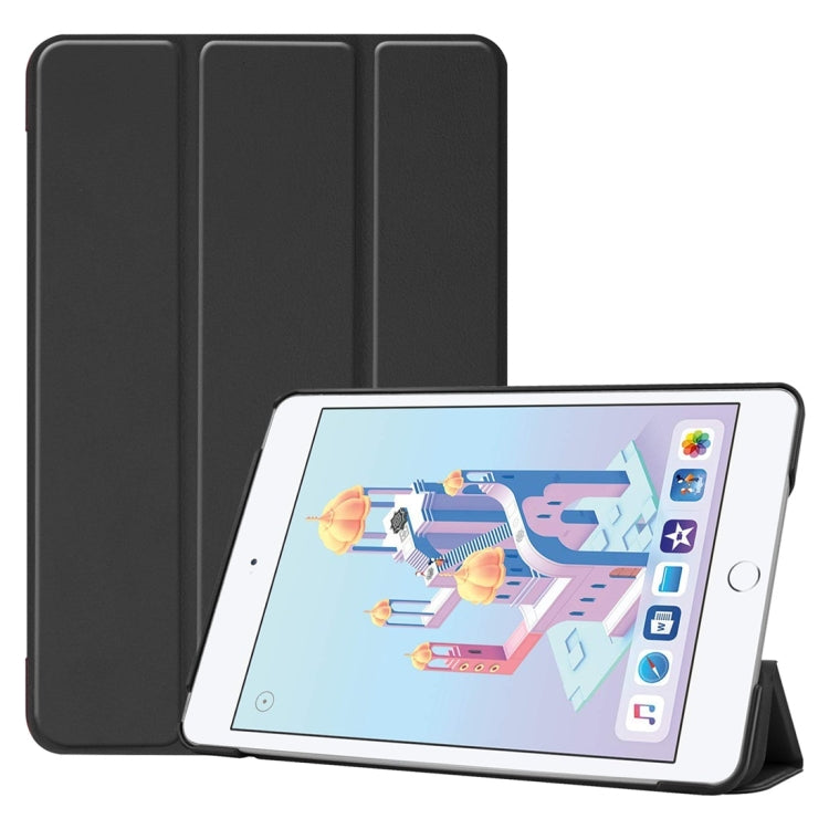 Étui en cuir PU à rabat horizontal texturé Custer pour iPad Mini 4/Mini 5, avec fonction veille/réveil et support pliable en trois parties. Pour iPad Mini 4/Mini 5