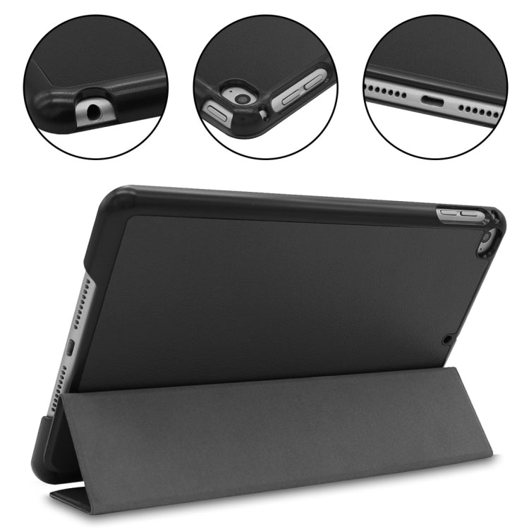 Étui en cuir PU à rabat horizontal texturé Custer pour iPad Mini 4/Mini 5, avec fonction veille/réveil et support pliable en trois parties. Pour iPad Mini 4/Mini 5