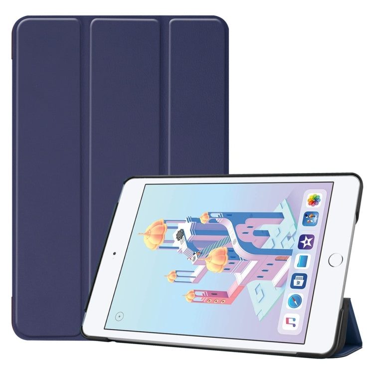 Étui en cuir PU à rabat horizontal texturé Custer pour iPad Mini 4/Mini 5, avec fonction veille/réveil et support pliable en trois parties. Pour iPad Mini 4/Mini 5