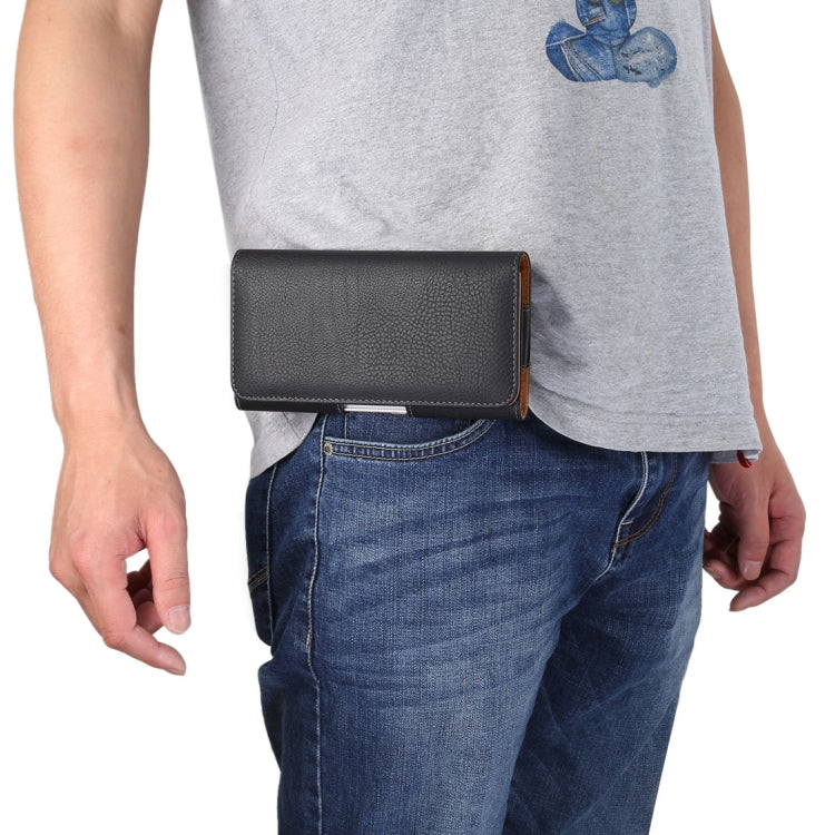 Étui universel à rabat vertical en cuir PU texturé Litchi pour Xiaomi et smartphones 6,4 pouces