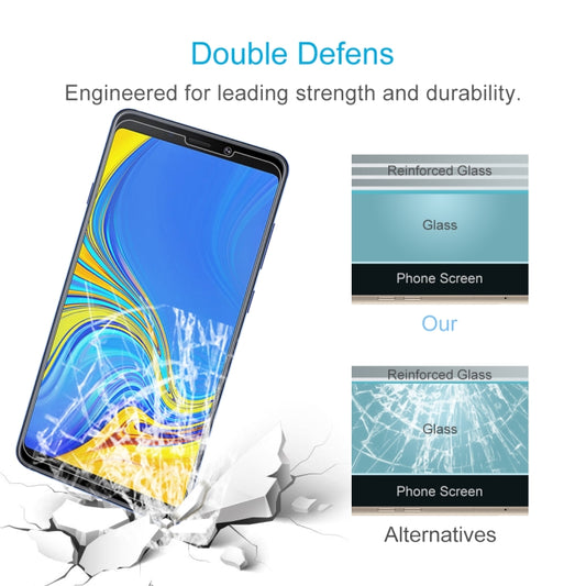 Close-up detail 9H hardness rating tempered glass film Galaxy A9
