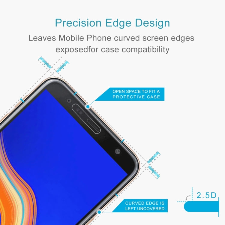 Film en verre trempé 0,26 mm, dureté 9H, bords incurvés 2,5D, pour Galaxy J4+ / J6+