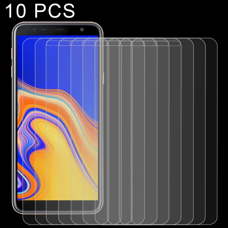 Lot de 10 films en verre trempé 0,26 mm, dureté 9H, bords incurvés 2,5D, pour Galaxy J4+ / J6+
