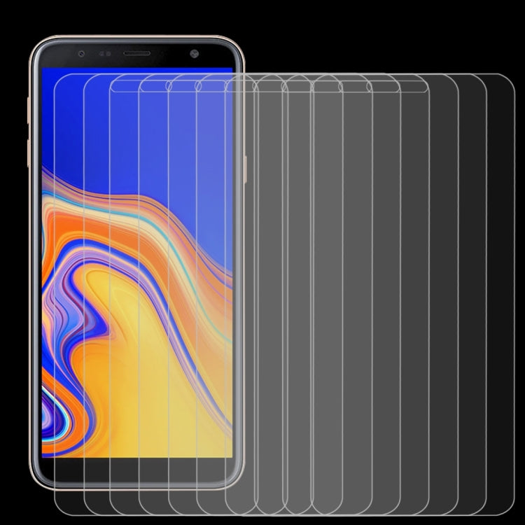 Lot de 10 films en verre trempé 0,26 mm, dureté 9H, bords incurvés 2,5D, pour Galaxy J4+ / J6+