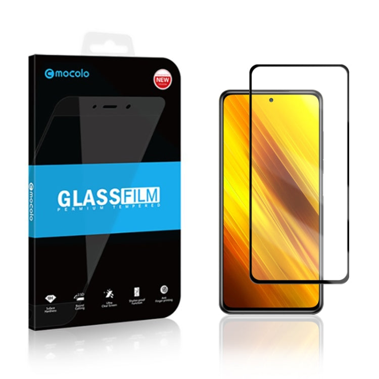 mocolo 0.33mm 9H 2.5D Full Glue Silk Print Tempered Glass Film for Xiaomi POCO X3 NFC, Support Fingerprint Unlock