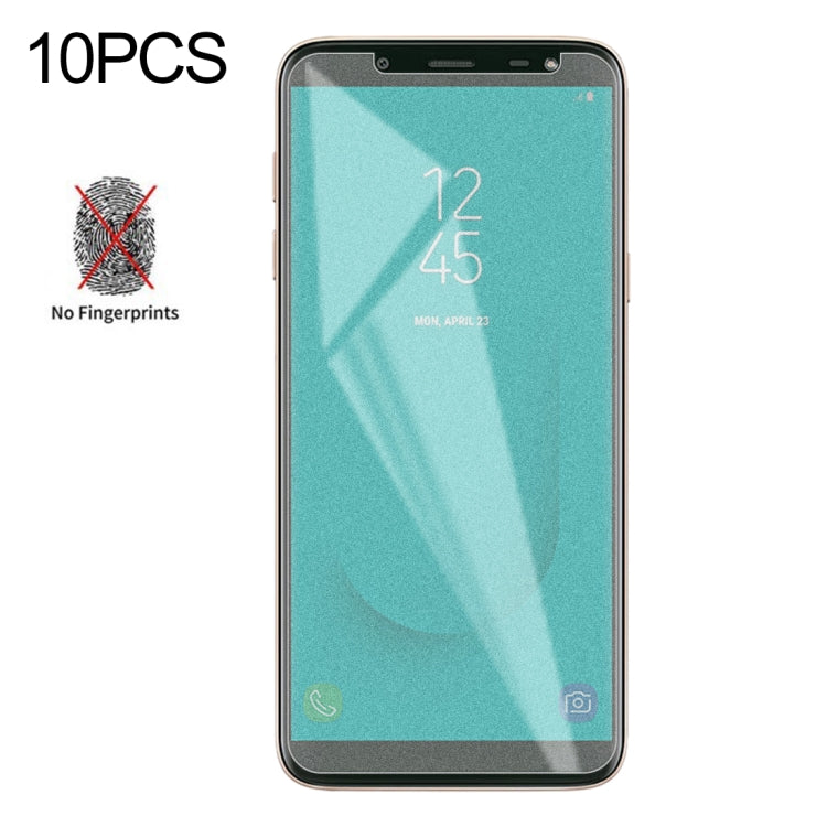 10 PCS Non-Full Matte Frosted Tempered Glass Film for Galaxy J6, For Galaxy J6